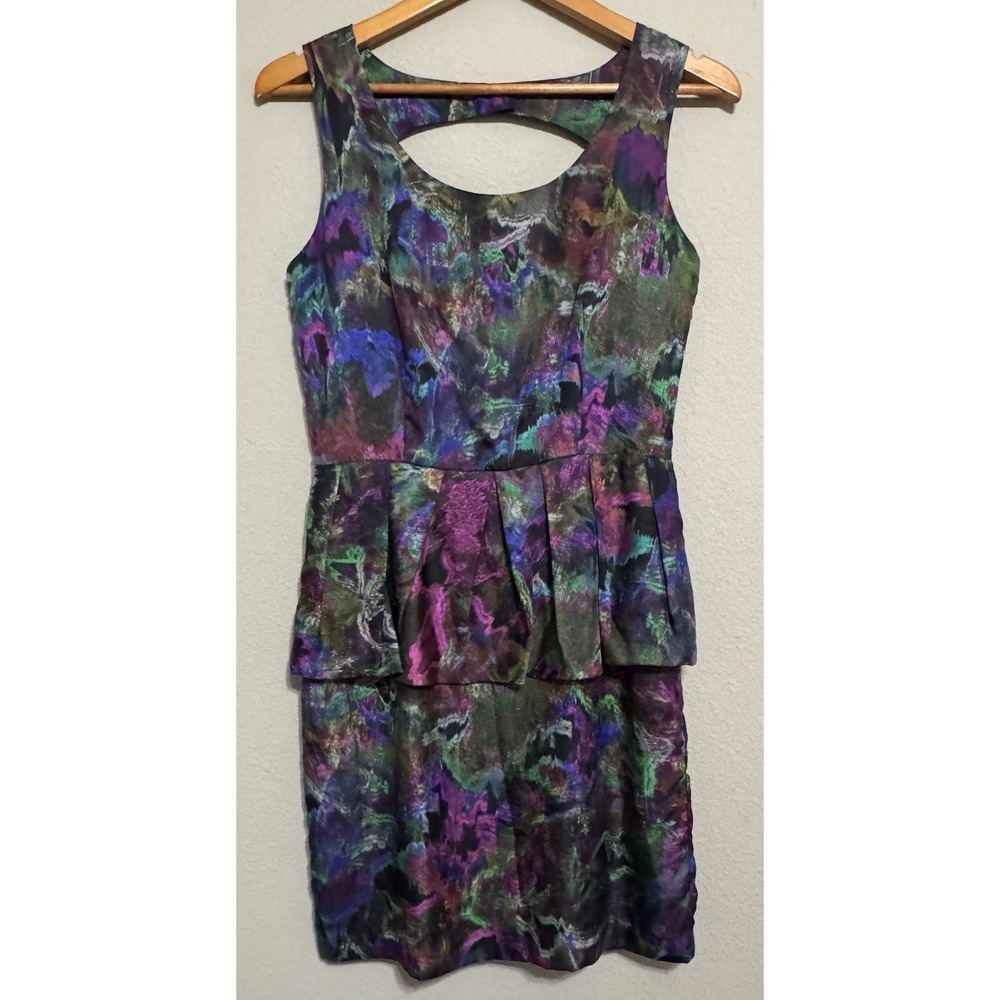 Anthropologie CLUNY Silk Peplum Cocktail Dress Y2K Art To Wear Sz‎ 6